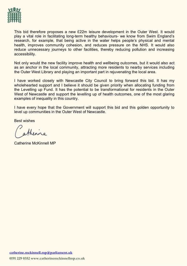 Catherine McKinnell MP letter